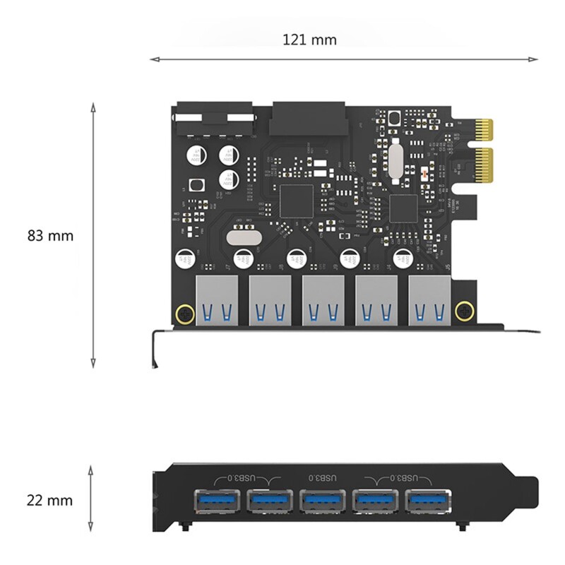 Orico PCI Express 1x 5 Portlu USB 3.0 Çoklayıcı Kart - 4