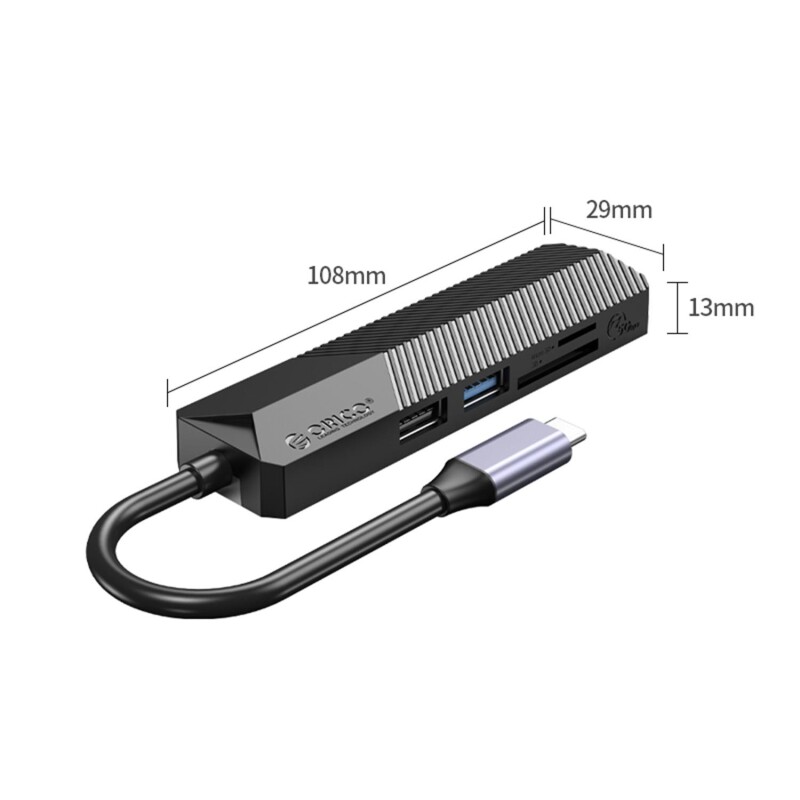 Orico Type-C Bağlantılı 2 USB Portlu 4K@30Hz HDMI TF/SD Docking Station Siyah - 5