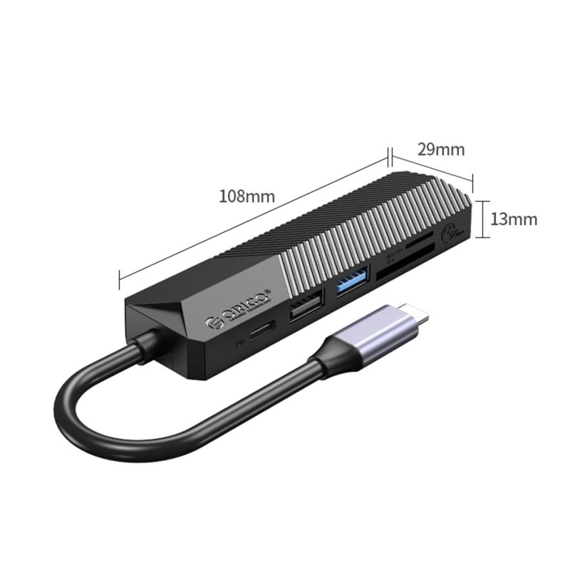 Orico Type-C Bağlantılı PD55W 2 USB Portlu HDMI Type-C TF/SD Docking Station Siyah - 5