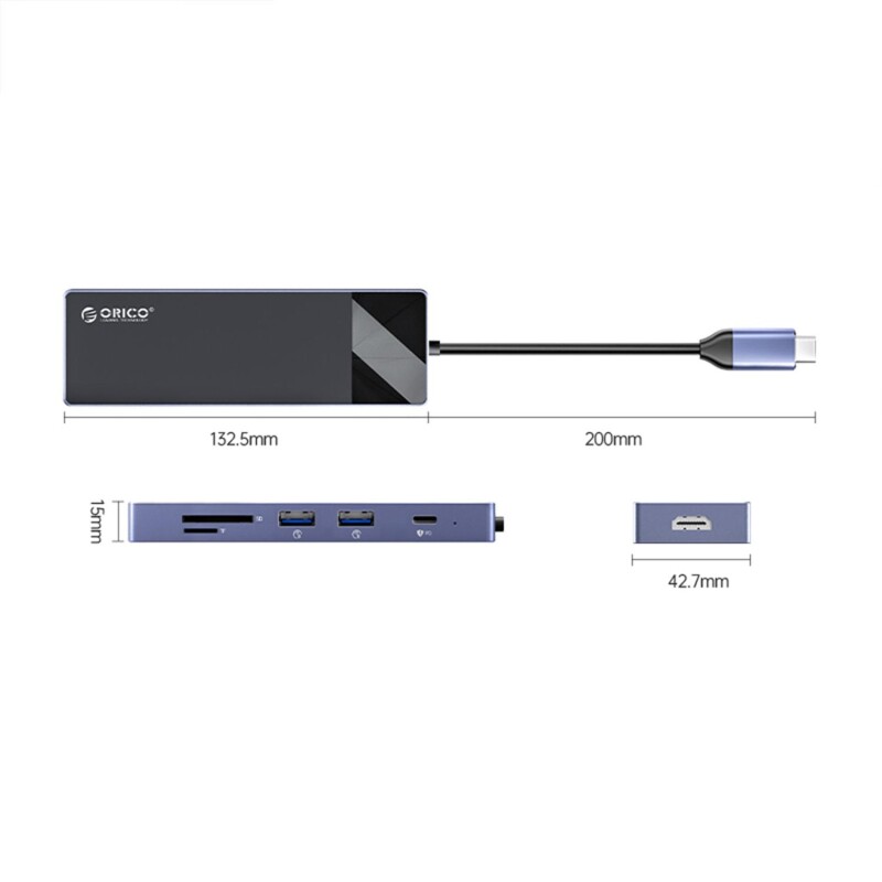 Orico Type-C PD100W 4K 30Hz HDMI SD TF 5Gbps Type-C 4 USB-A Portlu Hub Çoklayıcı - 3