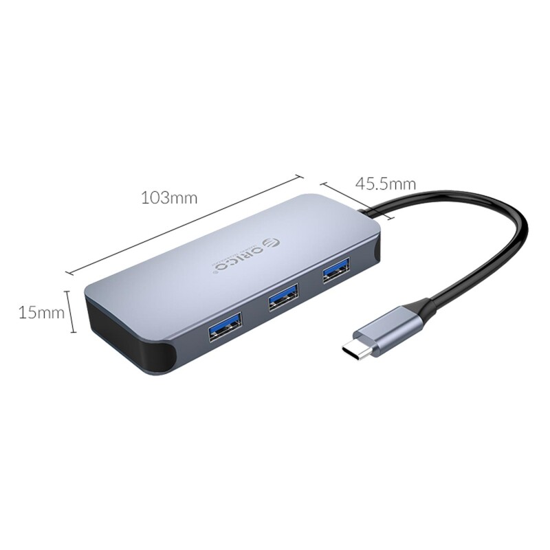 Orico Type-C to 3*USB 3.0 4K HDMI Gigabit Ethernet PD Çoklayıcı Dönüştürücü Hub - 5