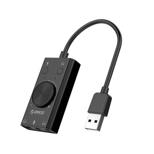 Orico USB 2.0 TRS / TRRS 3.5mm Ses Ayar Tekerlekli Jack Girişli Harici Ses Kartı Siyah - 1