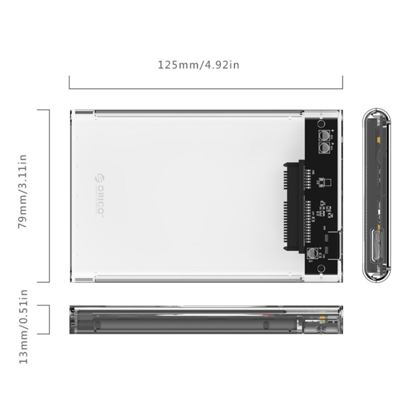 Orico USB 3.0 Micro B Şeffaf 2.5” inch SATA SSD Hard Disk Kutusu - 6