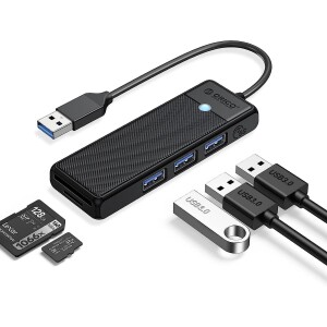 Orico USB 3.0 to 3.0 TF SD Kart Okuyucu 3 Portlu USB 3.0 Çoklayıcı Adaptör Siyah - 1