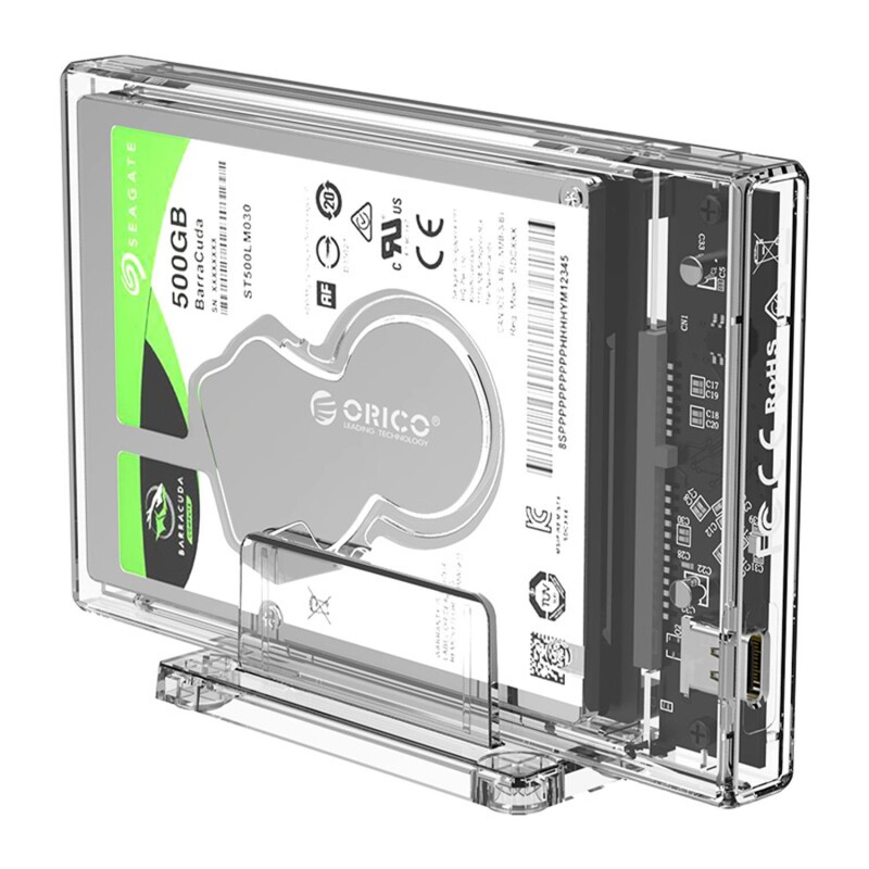 Orico USB 3.1 Type-C Dikey Standlı 2.5” inch SATA SSD Hard Disk Kutusu Şeffaf - 1