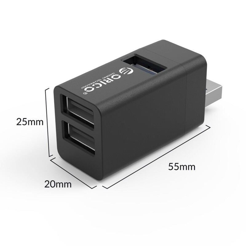 Orico USB-A 3.0 3 Portlu USB-A 3.0 / 2.0 Alüminyum Alaşım Mini Çoklayıcı Siyah - 5