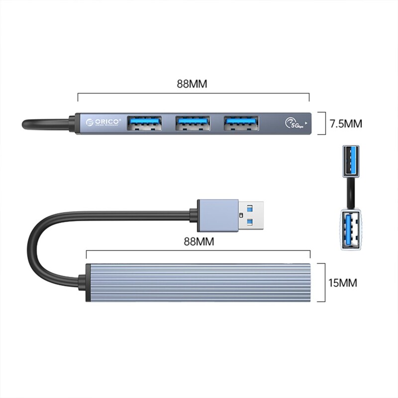 Orico USB-A to USB 3.0 Alüminyum Alaşım 4 Portlu Çoklayıcı HUB - 5