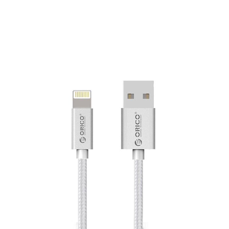 Orico USB to Lightning iPhone 2.4A Örgülü Data ve Şarj Kablosu 1 Metre Gümüş - 1