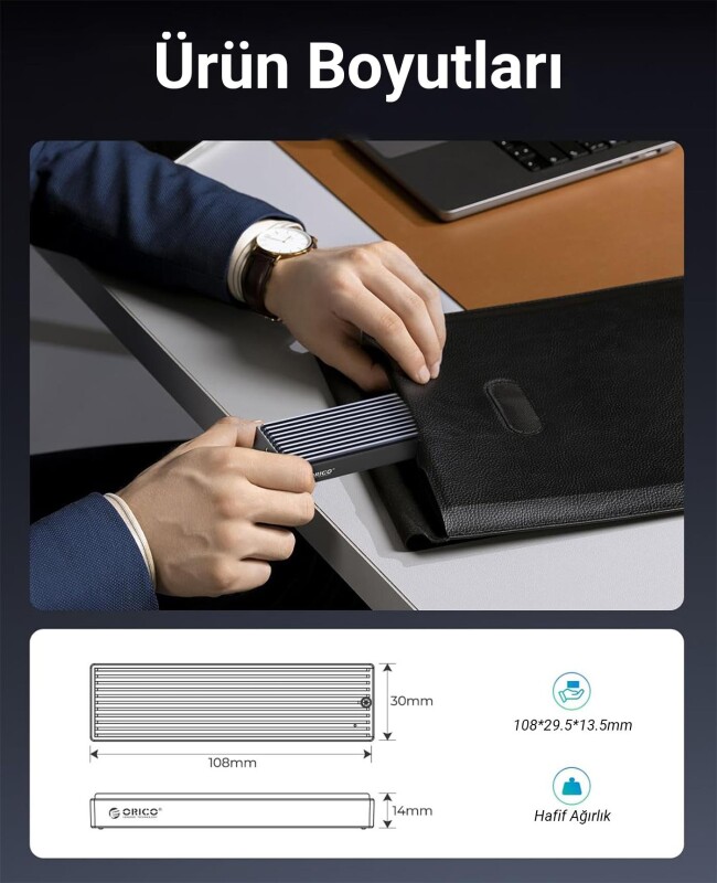 Orico USB3.1 Gen2 10Gbps M.2 NVMe SSD Disk Kutusu Alüminyum - 7