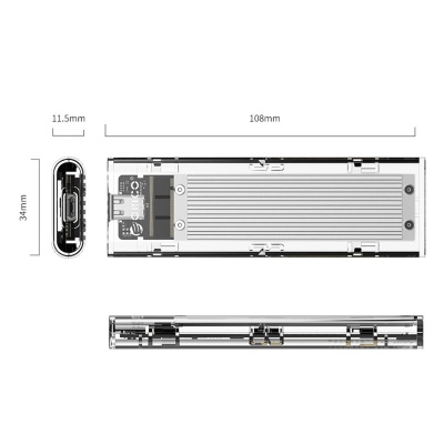 Orico USB3.1 Gen2 Type-C 10Gbps M.2 NVMe SSD Disk Kutusu Gümüş - 3