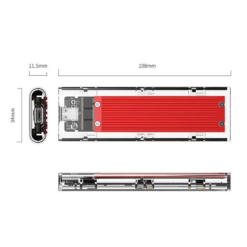 Orico USB3.1 Gen2 Type-C 10Gbps M.2 NVMe SSD Disk Kutusu Kırmızı - 3