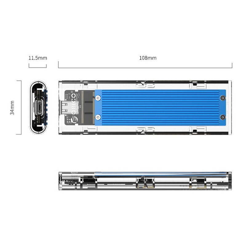 Orico USB3.1 Gen2 Type-C 10Gbps M.2 NVMe SSD Disk Kutusu Mavi - 5