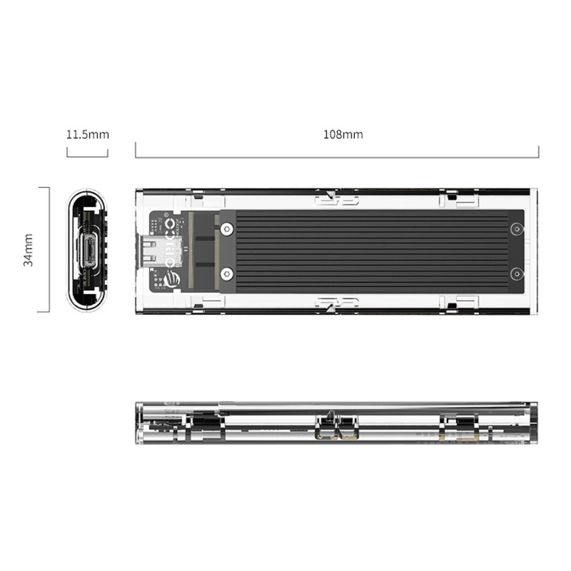 Orico USB3.1 Gen2 Type-C 10Gbps M.2 NVMe SSD Disk Kutusu Siyah - 5