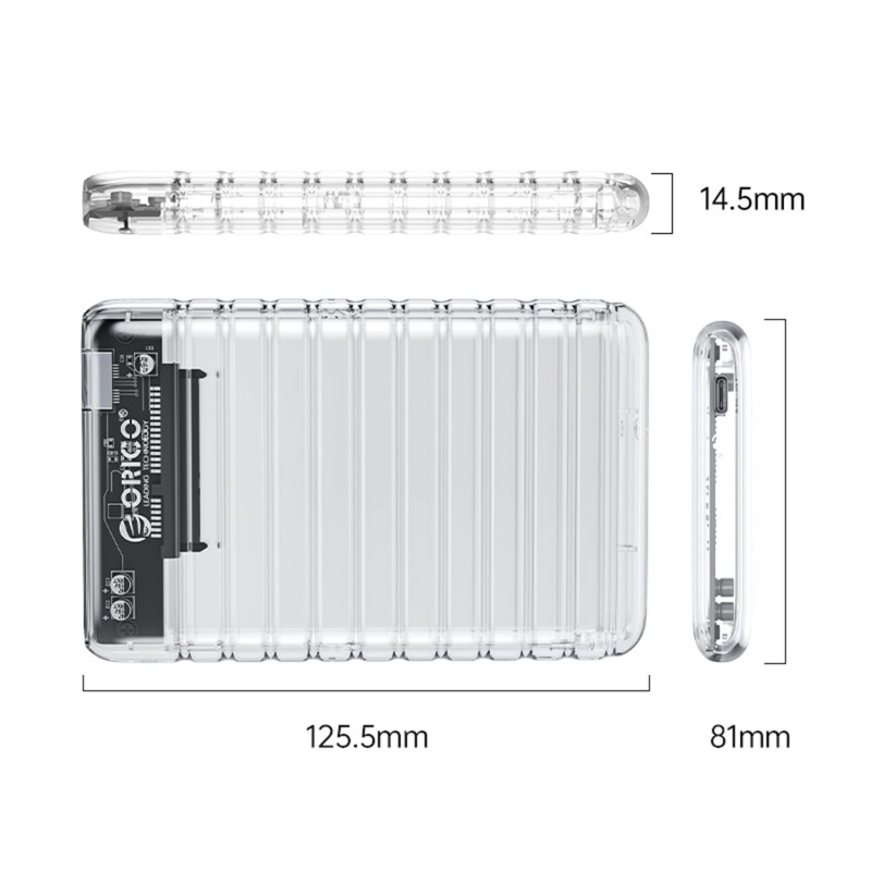 Orico USB3.2 Gen2 6Gbps Type-C 2.5” inch SATA SSD Hard Disk Kutusu Şeffaf - 2