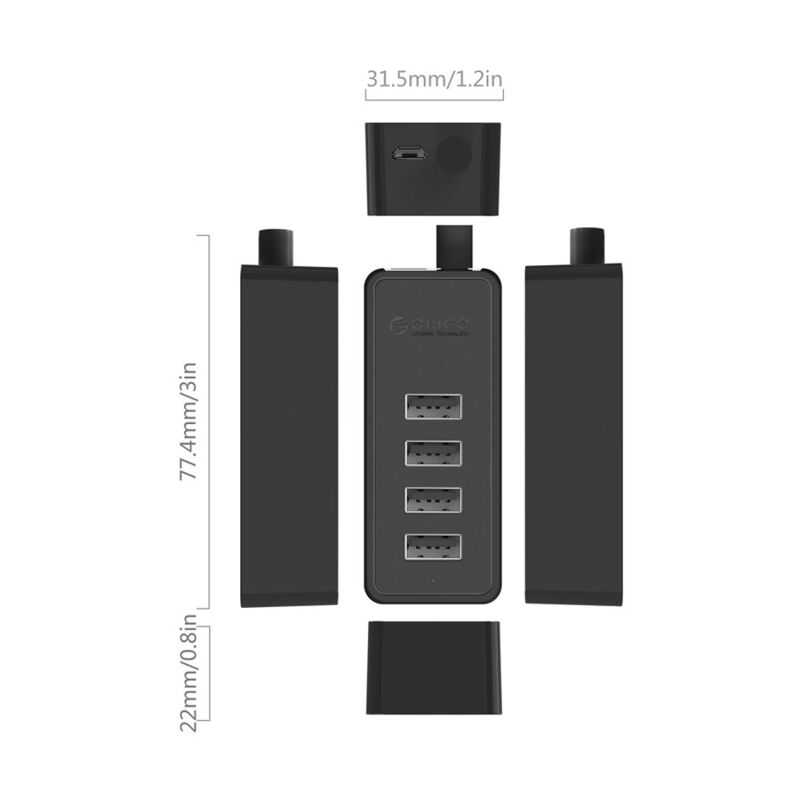 Orico W5P-U2 USB2.0 4 Portlu USB Çoklayıcı Hub 1 Metre - 3