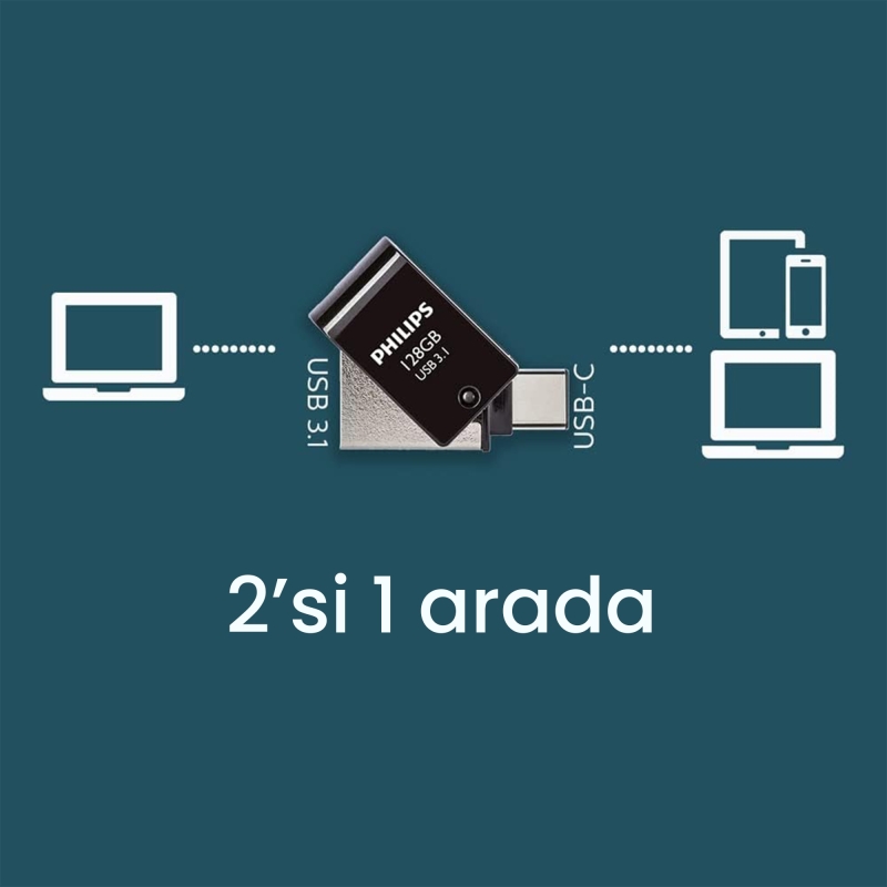 Philips 128GB OTG Dual Drive Type-C ve USB Flash Bellek - 5