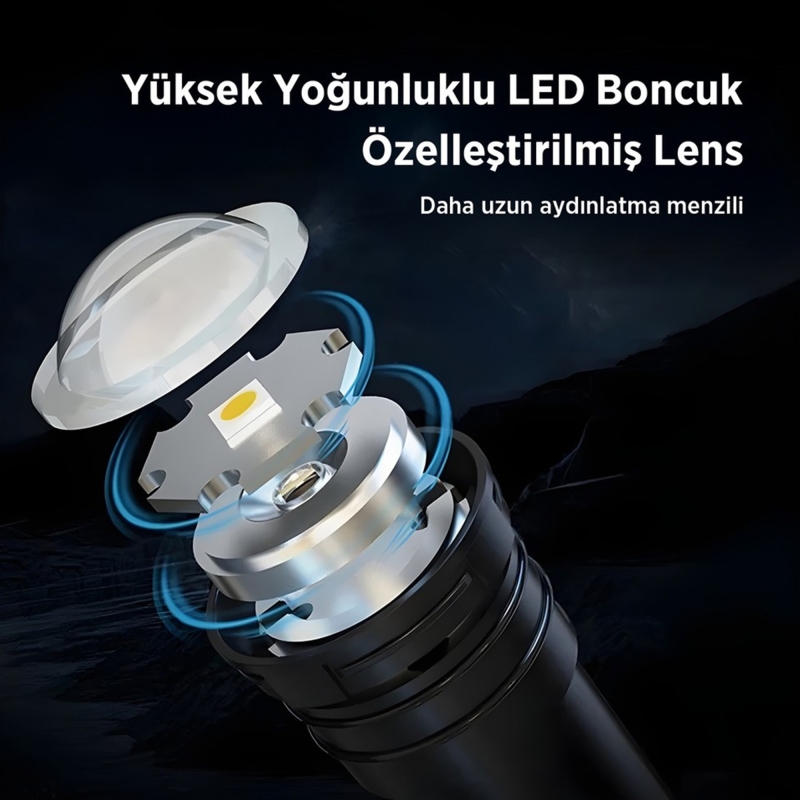 Philips SFL1403 400 Lümen 5W Led El Feneri Teleskopik Zoom Sos Modlu Şarj Edilebilir Uzun Menzilli Flashlight - 2