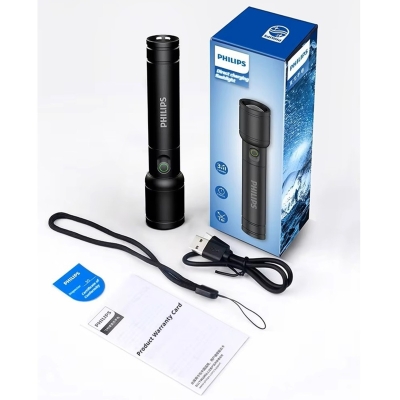 Philips SFL2124 250 Lümen 5W Led El Feneri Teleskopik Zoom Sos Modlu Metal Gövdeli Şarj Edilebilir Uzun Menzilli Flashlight - 7
