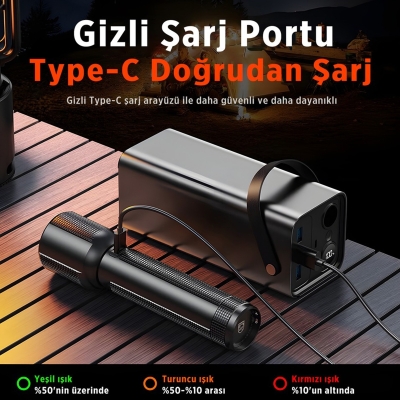 Philips SFL2203 450 Lümen 5W Led El Feneri Teleskopik Zoom Sos Modlu Metal Gövdeli Şarj Edilebilir Uzun Menzilli Flashlight - 4