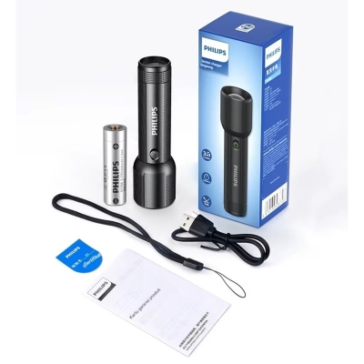 Philips SFL2203 450 Lümen 5W Led El Feneri Teleskopik Zoom Sos Modlu Metal Gövdeli Şarj Edilebilir Uzun Menzilli Flashlight - 8