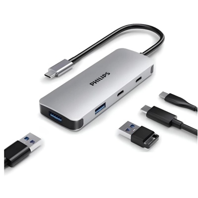 Philips SWR1651A Type-C to 2*USB-A 3.2 ve 2*USB-C PD 100W HUB Çoklayıcı Adaptör - 1