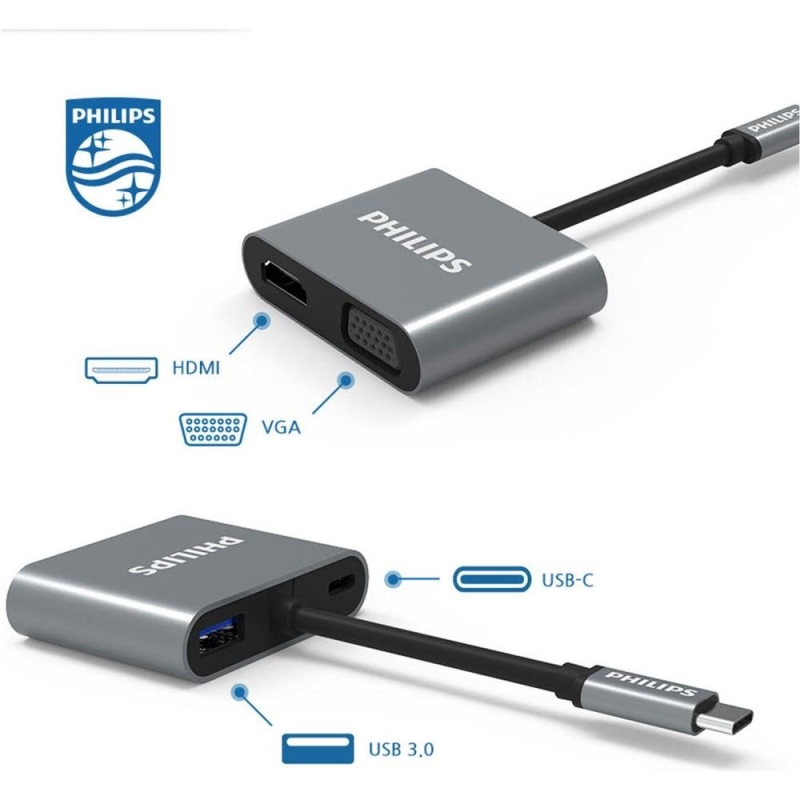 Philips Type-C HDMI VGA USB Dönüştürücü Adaptör - 2