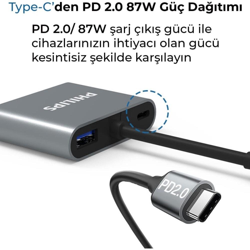 Philips Type-C HDMI VGA USB Dönüştürücü Adaptör - 4