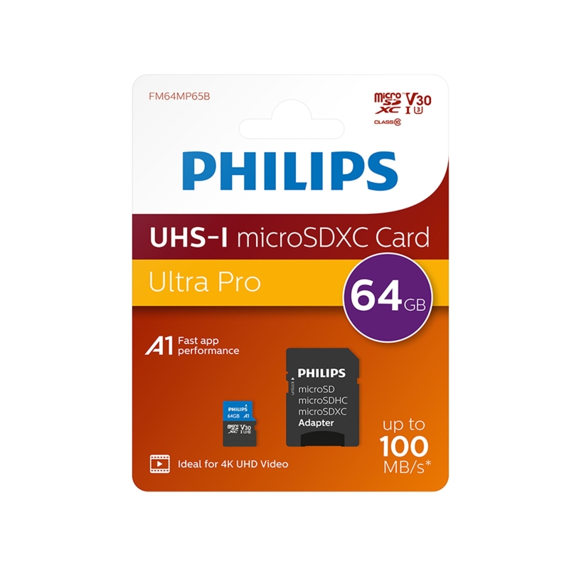 Philips Ultra Pro 256GB Micro SDXC UHS-I U3 V30 Adaptörlü Hafıza Kartı - 1