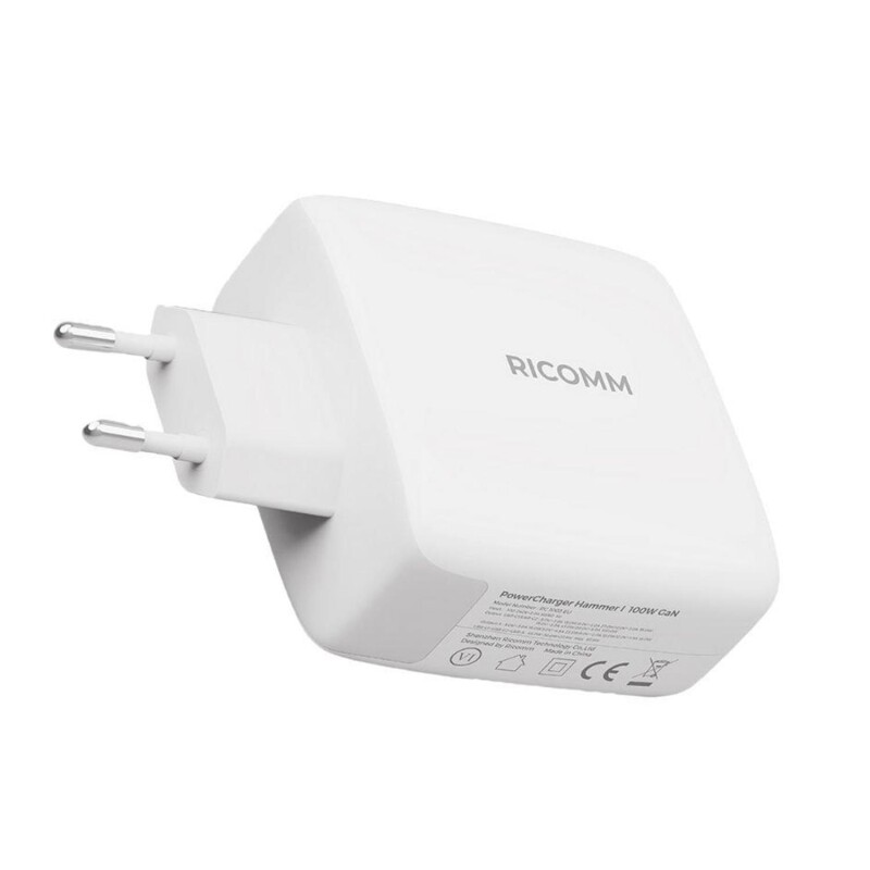 Ricomm 100W GaN 2 Portlu USB-C Şarj Aleti QC5.0 PD Type-C Hızlı Şarj Cihazı + 100W Şarj Kablosu - 4