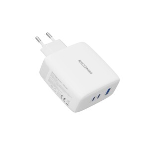 Ricomm 120W GaN 3 Portlu USB-C + USB-A QC3.0 PPS Hızlı Şarj Aleti + Type-C to Type-C 100W Şarj Kablosu - 5