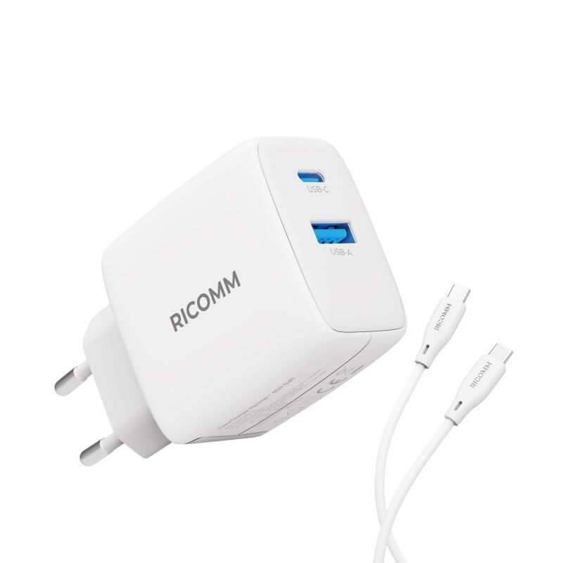 Ricomm 65W GaN USB-C + USB-A Şarj Aleti Apple & Samsung Hızlı Şarj Cihazı + 2MT 100W Type-C Kablo - 1