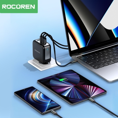 Rocoren 100W Type-C to Type-C RGB Aydınlatmalı Örgülü Şarj ve Data Kablosu 3 Metre - 3