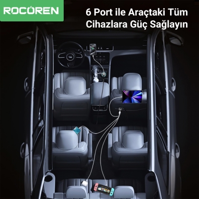 Rocoren 105W Type-C / USB-A Araç İçi Uzatmalı Çakmaklık Hızlı Şarj Cihazı - 2