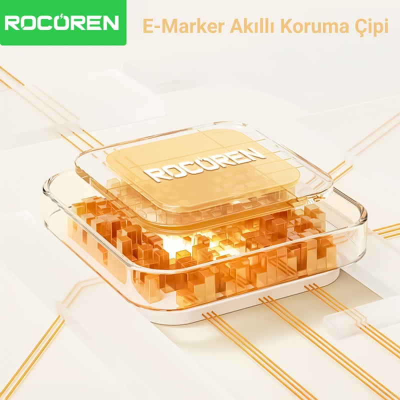 Rocoren 240W 4'ü 1 Arada Type-C / USB-A / Lightning Gri Silikon Şarj ve Data Kablosu 1.2 Metre - 4