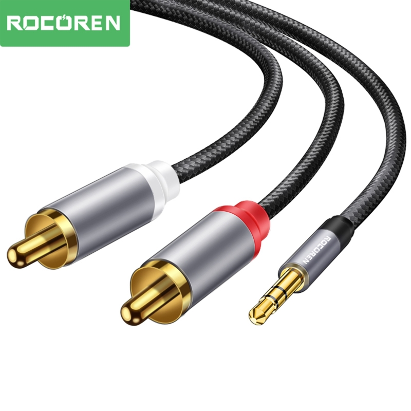 Rocoren 3.5mm AUX Jack to RCA Hi-Fi Ses Kablosu 0.5 Metre - 1