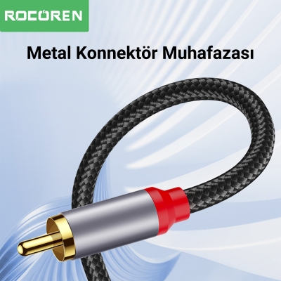 Rocoren 3.5mm AUX Jack to RCA Hi-Fi Ses Kablosu 0.5 Metre - 4