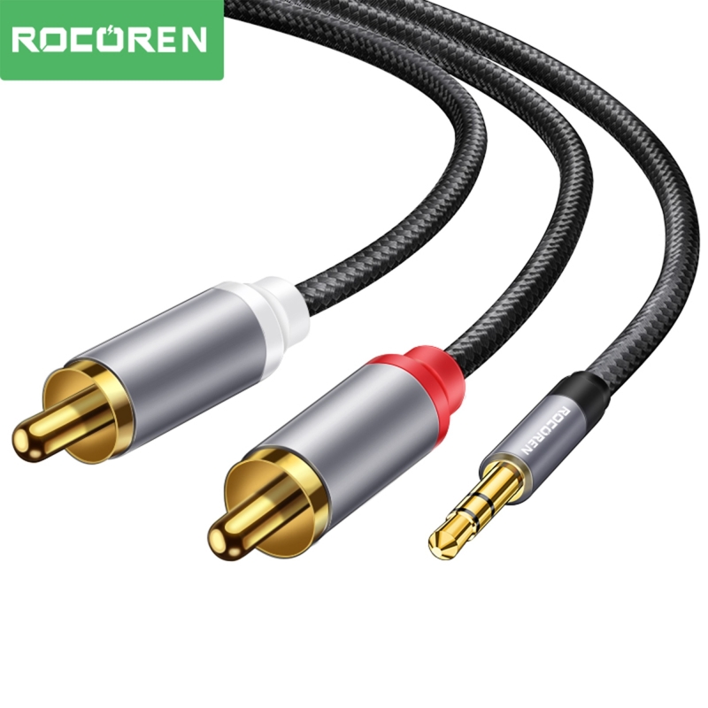 Rocoren 3.5mm AUX Jack to RCA Hi-Fi Ses Kablosu 50 CM - 1