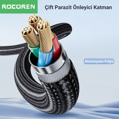 Rocoren 3.5mm AUX Jack to RCA Hi-Fi Ses Kablosu 1 Metre - 3