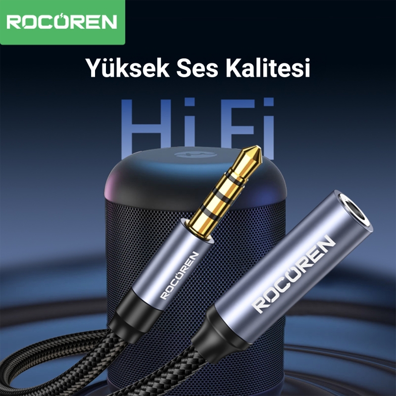 Rocoren 3.5mm Hi-Fi TRRS Jack Aux Ses Uzatma Kablosu 0.5 Metre - 3