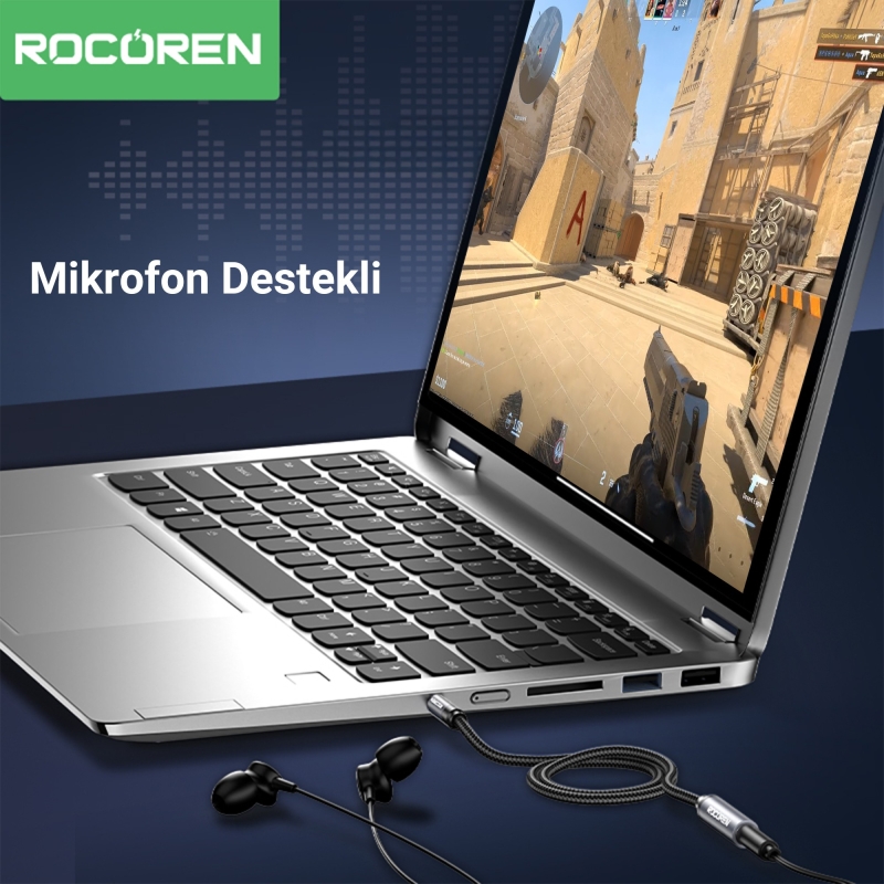 Rocoren 3.5mm Hi-Fi TRRS Jack Aux Ses Uzatma Kablosu 50 CM - 4