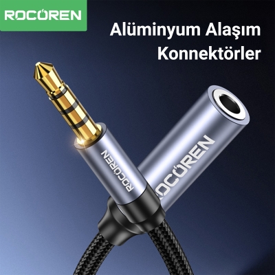 Rocoren 3.5mm Hi-Fi TRRS Jack Aux Ses Uzatma Kablosu 1 Metre - 5