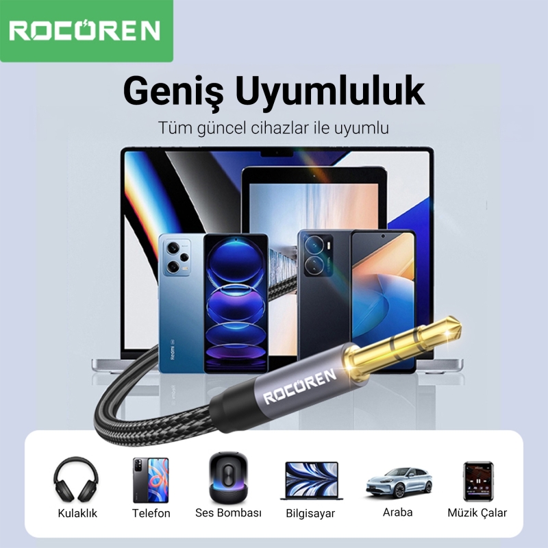 Rocoren 3.5mm Hi-Fi TRS AUX Ses Kablosu 0,5 Metre - 6