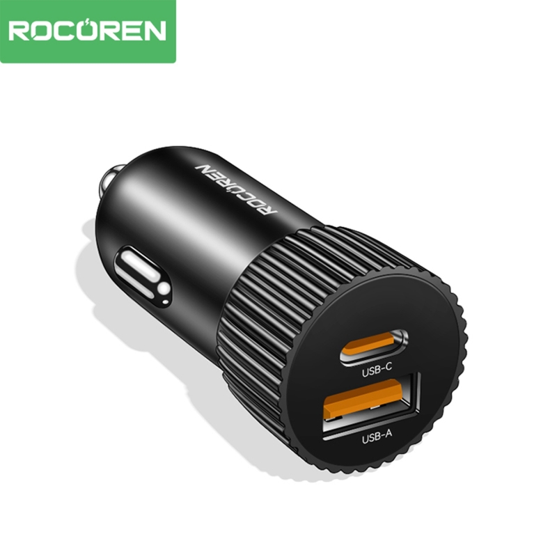 Rocoren 48W Çift Portlu USB Type-C ve USB-A Araç İçi Hızlı Şarj Cihazı - 1