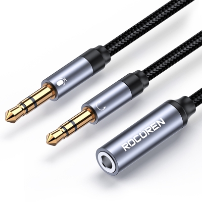 Rocoren Hi-Fi TRRS Mikrofon ve Kulaklık Ayırıcı 3.5mm Y Jack Kablo - 1