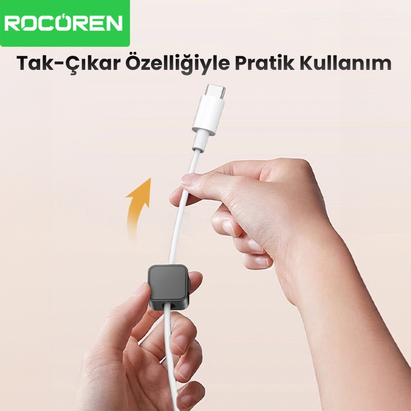Rocoren Manyetik Kablo Düzenleyici ve Tutucu Klips Seti Beyaz - 3
