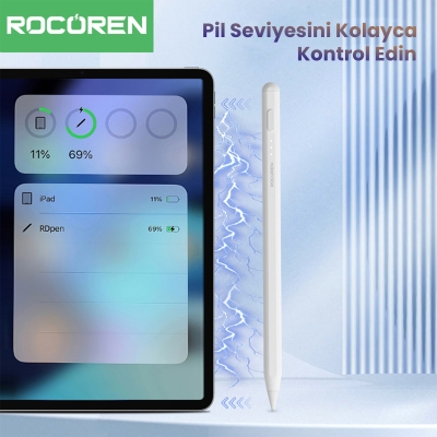 Rocoren Stylus iPad ve Android Tablet Uyumlu Avuç İçi Red Manyetik Eğime Duyarlı Yazı ve Çizim Kalemi - 3
