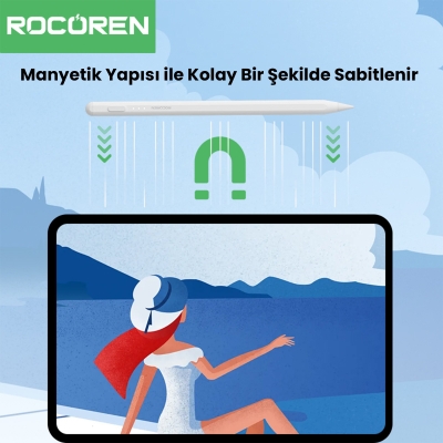 Rocoren Stylus iPad ve Android Tablet Uyumlu Avuç İçi Red Manyetik Eğime Duyarlı Yazı ve Çizim Kalemi - 4