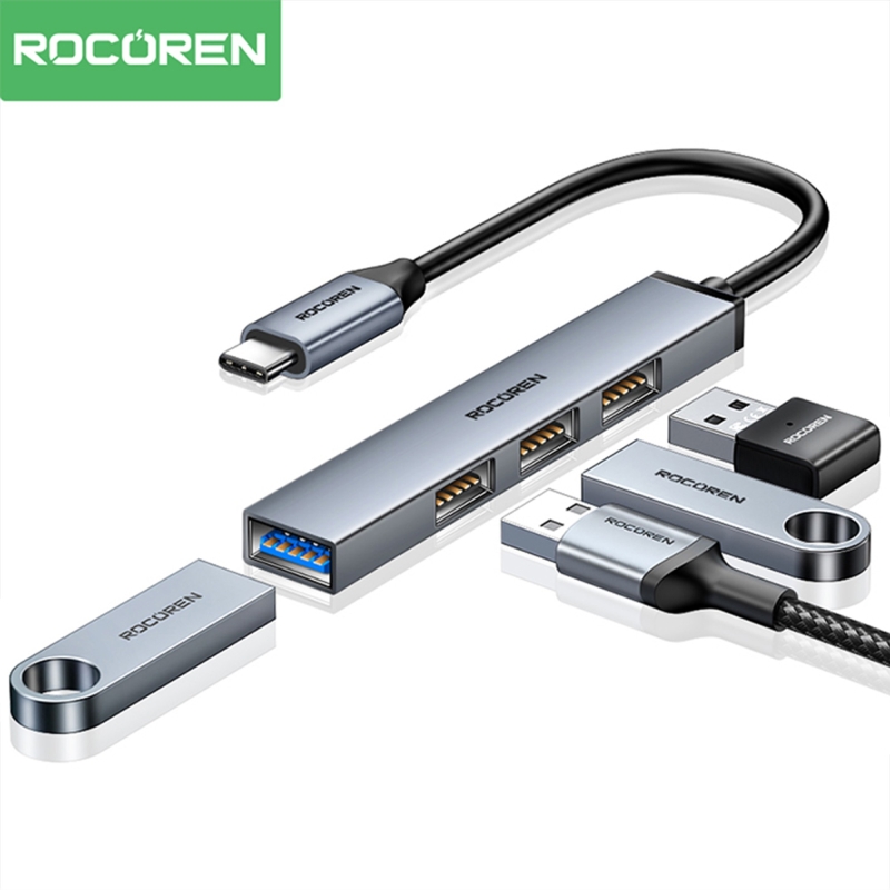 Rocoren Type-C 5Gbps 4 Portlu USB-A 3.0 Çoklayıcı Dönüştürücü Hub - 1