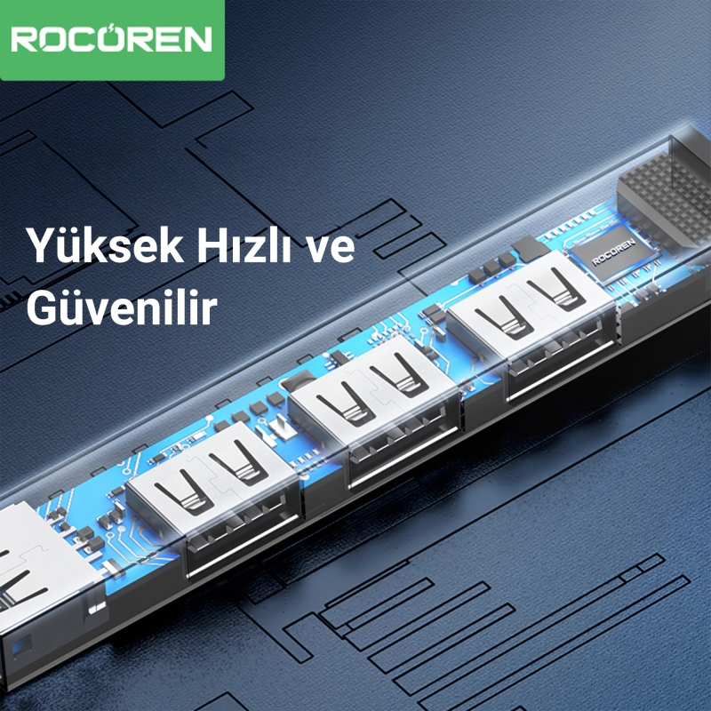 Rocoren Type-C 5Gbps 4 Portlu USB-A 3.0 Çoklayıcı Dönüştürücü Hub - 5