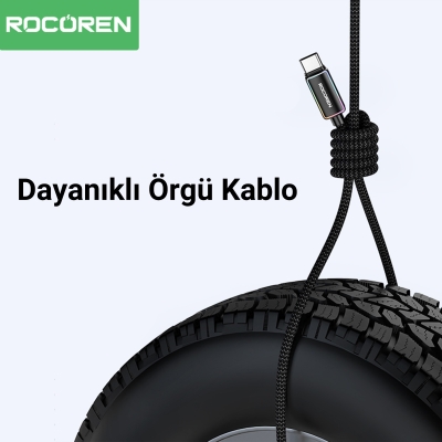 Rocoren Type-C to USB-A RGB Aydınlatmalı 3A Hızlı Şarj ve Data Kablosu 1 Metre - 6